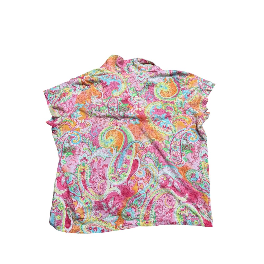 Lauren Ralph Lauren Womens XL Pajama Set Pink Paisley Cotton Blend 2pc PJ Set - Picture 3 of 7